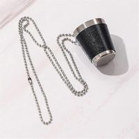 6er-Pack Schnapsgläser aus Metall zum Aufhängen, Edelstahl, mit Kette, 30 ml Schnapsglas für Partys, B-Black
