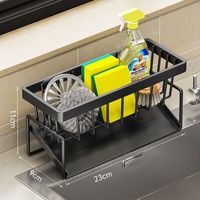 Organisateur d'évier en acier inoxydable, double étagère antirouille pour savon et éponges –