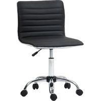 Ergonomic Office Chair in PU Faux Leather with Adjustable Height, Office and Studio Chair with Swivel Seat and 5 Wheels, Black