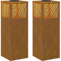 vidaXL Solar LED Pathway Light 2 pcs Bronze Weathering Steel
