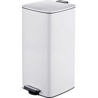 Poubelle de cuisine Relaxdays, 30 l, fermeture amortie, seau intérieur amovible, métal mat, à pédale, blanche