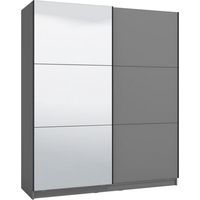 Guardaroba Grande Verzino, Armadio Camera da Letto 5 Ripiani, Appendiabiti, 2 Ante, 179x210h cm Nero Antracite