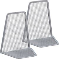 Serre-livres Relaxdays, lot de 2, pour livres, CD, DVD, serre-livres coudé H x l x P : env. 14,5 x 12,5 x 9 cm, argent