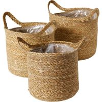 Blumenübertöpfe DAVID, geflochtene Körbe aus Seegras, 3er-Set
