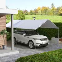 Housse de rechange 6x3 m en PE blanc anti-UV pour carport auto avec cordes élastiques