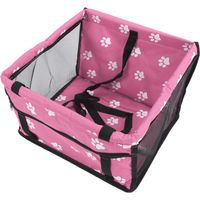 Waschbare Haustiertransportbox mit Bärenpfotenabdruck und Stützstange. Sicherheitssitz für Haustiere im Auto.