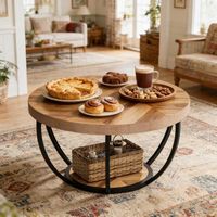 Table centrale, table basse ronde, table basse en bois, table d'appoint