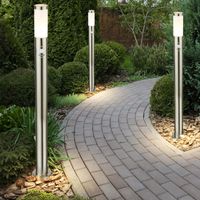 Set di 3 luci da terra per esterni, giardino, parco, faretti in acciaio inox, rilevatore di movimento IP44