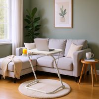MEUBLES COSY Petite table pliante, table pour ordinateur portable, réglable en hauteur requis plateau inclinable pliable pour un rangement facile convient aux petits espaces, beige