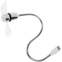Irovami Mini ventilateur de refroidissement flexible USB – Blanc, tuyau métal ajustable, ultra silencieux – Pour ordinateur portable, PC, bureau