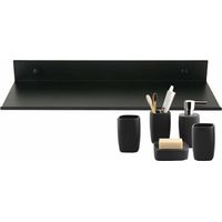 Étagère Murale Flottante Salle de Bain Étagère Rectangulaire en Aluminium Mat Tablette Murale Robuste Ultra-Mince Support de Rangement Mural Élégant pour Cosmétiques Noir (30cm)
