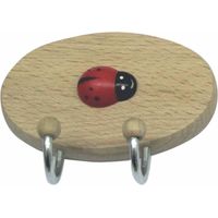 10 x GANCIO ADESIVO IN LEGNO COCCINELLA 2 POSTI