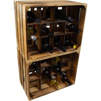 2er set Flaschenregal Henry 12er geflammt Weinregal Flaschenregal Weinablage Wasserkiste Holzkiste