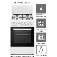 Schaub Lorenz Cucina Elettrica SS450EW 4 Fuochi a Gas Forno Elettrico Classe A 50 x 50 cm Colore Bianco