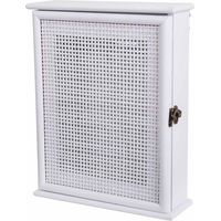 Caja de llaves de madera y rejilla blanca 24x7.5x30