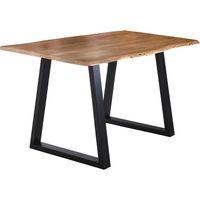 Esstisch Baumkante massiv Akazie natur 160 x 85 schwarz V-Gestell LUBIN
