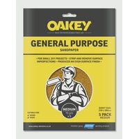 Medium 80G Glasspaper Sanding Sheets by Oakey 230 x 280mm Pack of 5
