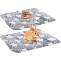 Lot de deux lits moelleux pour hamsters, adaptés aux hamsters, lapins, cochons d'Inde et chinchillas – 34 x 28 cm, gris