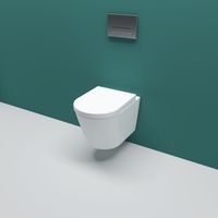 Bathroom Rimless Wall Hung Toilet Soft Close Seat & Pan WC White Ceramic