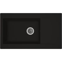 STRADOUR Evier cuisine a encastrer 1 grand bac + 1 égouttoir Einna - Résine - 86 x 50 cm - Noir