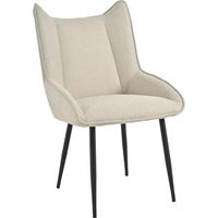 Bon Furni Chaise de Salle à Manger Rembourrée en Tissu Beige, Lot de 1