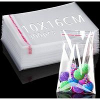 QORVA-300 Pièces Sac Plastique Transparent 16x10cm Sachet Cellophane Sacs Auto-adhésifs Plastique OPP Sachet Biscuit Sachet Emballage Transparent Petits Sac Bonbon pour Chocolats Bijoux Cadeau Noel