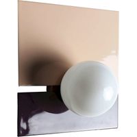 Applique murale design moderne en fer et verre blanc détachable - Blanc opalin et mûre foncé