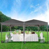 Pop-up Gazebo 3m x 6m with Wind Bars & 6 Weight Bags & Silver Protective Layer Waterproof Marquee Canopy Grey ns