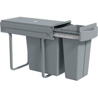 Cubo de Basura bajo Fregadero 2 Contenedores de Reciclaje Extraíble 20L+10L Deslizamiento Suave Gris