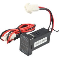 Voltmetro a LED per auto per turisti, indicatore di temperatura 2 in 1, misuratore di tensione e temperatura CC, display rosso e blu, nero, serie Toyota, 0-30 V