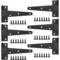 Heavy Door Hinge, 6 Inch Door Hinge, Black T Hinge, Stainless Steel Flat Hinge, Iron Door Hinges, Heavy Duty Hinges for Doors, Windows, Sheds- Crezuo