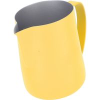 600-ml-Milchkännchen, Kaffeeaufschäumer, Edelstahl-Milchkännchen, dekoratives Milchkännchen, spitz zulaufende Öffnung, hellgelbe Tasse