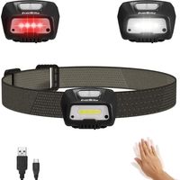 EverBrite Lampe Frontale Rechargeable USB avec Détecteur de Mouvement, Torche Frontale 6 Modes d'Eclairage Réglable 350 LM, Blanche et Rouge, Pêche, Camping, Lecture, Randonnée(Câble Micro-USB Inclus)