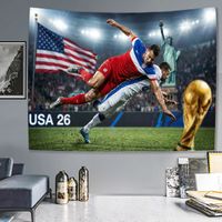 Fußball Wandteppich, WM Fan, Leinwand Hintergrund für Spielatmosphäre, Fan Zone, Wohnzimmer Schlafzimmer Bar, 13-90x70cm
