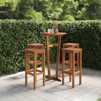 Vidaxl – Tabourets de bar en bois d'acacia massif – Lot de 4 – Hauteur d'assise 74 cm – Repose-pieds pour confort – Charge max 110 kg