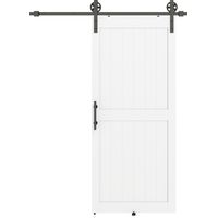Porta Scorrevole Country Legno Acciaio Bianco e Nero con Binario e Maniglia 183x4x0,6 cm