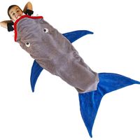 Shark Tail Blanket Mermaid Double Polar Fleece Shark Cozy Warm in Sofa Bed Christmas Birthday Gift for Children Teens Sleeping Bag