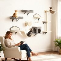 Étagères murales pour chat ensemble de meubles muraux 6 pièces hamac à bulles en acrylique niche hamac échelle beige