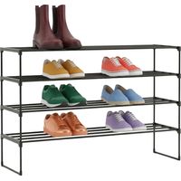 Shoe Rack, Stackable Metal Frame With Plastic Tiers