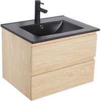 Mob-In – Meuble sous vasque 60 cm Sorrento – 2 tiroirs – Panneau de particules mélaminé – Installation facile – Espace de rangement optimisé