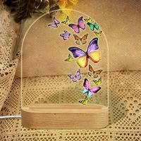 Veilleuse en forme d'arc avec essaim de papillons multicolores Lampe LED 7 couleurs Décoration chambre enfant Cadeau fille garçon
