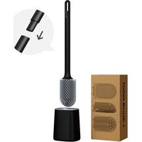 Brosse de toilette en silicone multifonctionnelle détachable, nettoyant de salle de bain ventilé et anti-goutte, avec support mural ou autoportant