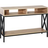 Mueble para Recibidor con 2 Compartimientos y Estante Consola para Recibidor Entrada Pasillo 120x23,5x75cm Roble y Negro