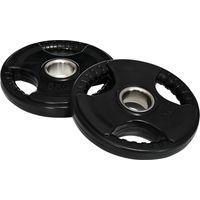 Ensemble de 2 disques de musculation Tri-Grip de 5 kg chacun, en caoutchouc, adaptés aux sols plats, diamètre de 5 cm, trois poignées, pour l'entraînement de force.