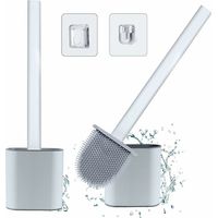 Ahlsen Escobilla de Baño con Hechizo Mágico (Pack de 2) - Escobilla de baño de silicona con mango largo de plástico antideslizante y set mágico de secado rápido (suelo/pared), escobilla de baño con ce