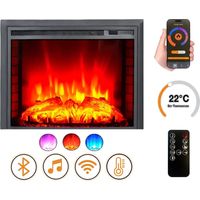DLC HOME Cheminée électrique - EF4 - 1800 W avec effet flamme réaliste, chauffage 17 à 27 °C - Bluetooth Wi-Fi