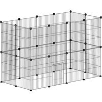Enclos extérieur pour lapins, enclos pour petits animaux, enclos pour cochons d'Inde, enclos en acier pour petits animaux, cage grillagée avec porte, intérieur, 120 x 60 x 80 cm, noir