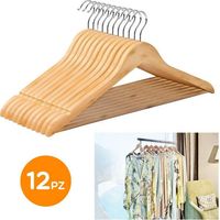 YMYNY Lot de 12 cintres en bois pour vêtements, garde-robe, maison, magasin -