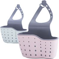 2er-Set Hänge-Spülbeckenhalter, Seifen- und Schwammabtropfkorb, Hängekorb mit Abtropffläche, Spülbecken-Abtropfkorb, Gummischwammhalter, für Küche, Bad, Spülbecken (Rosa, Blau)