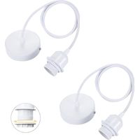 Lntyq lot de 2 suspensions E27 avec bague vissable, câble textile réglable 100cm, suspension compatible avec abat-jour, douille idéale pour suspension de cuisine